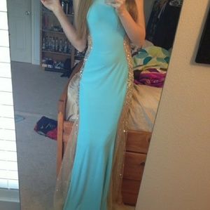 Elegant long teal dress